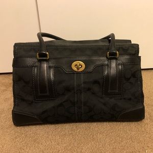 Coach Purse Handbag Black Signature satchel
